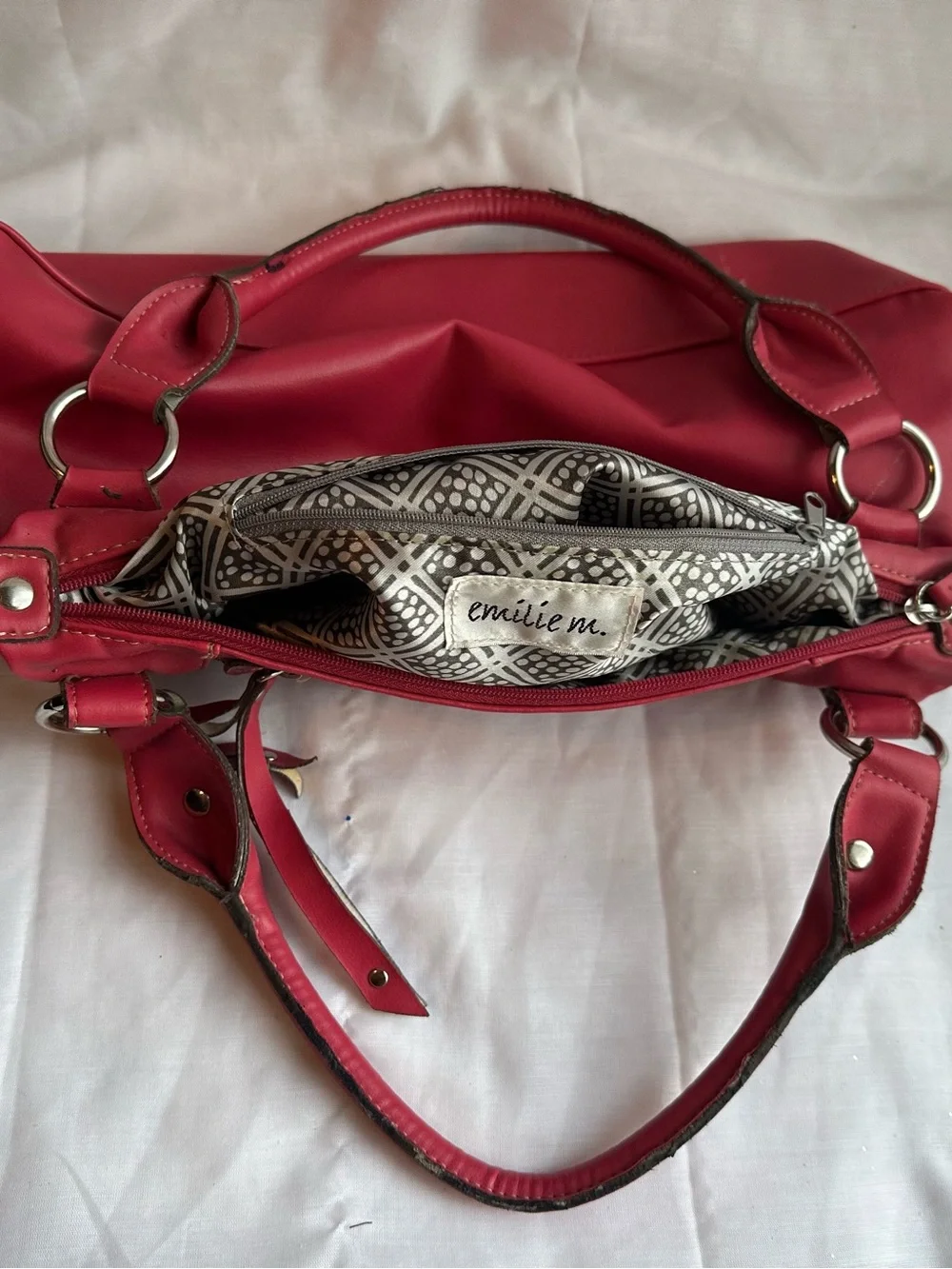 Coral Vegan top handle bag Emilie M brand